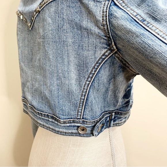 Soho Babe Cropped Jeweled Studded Jean Jacket Medium - Picture 8 of 11